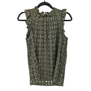 Maeve‎ Anthropologie Girls Olive Green Lace Shift Dress Cottagecore Size 6
